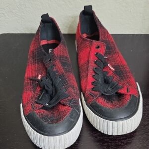 Levi's Anakin Neo Plaid Red and Black Sneakers Size 8